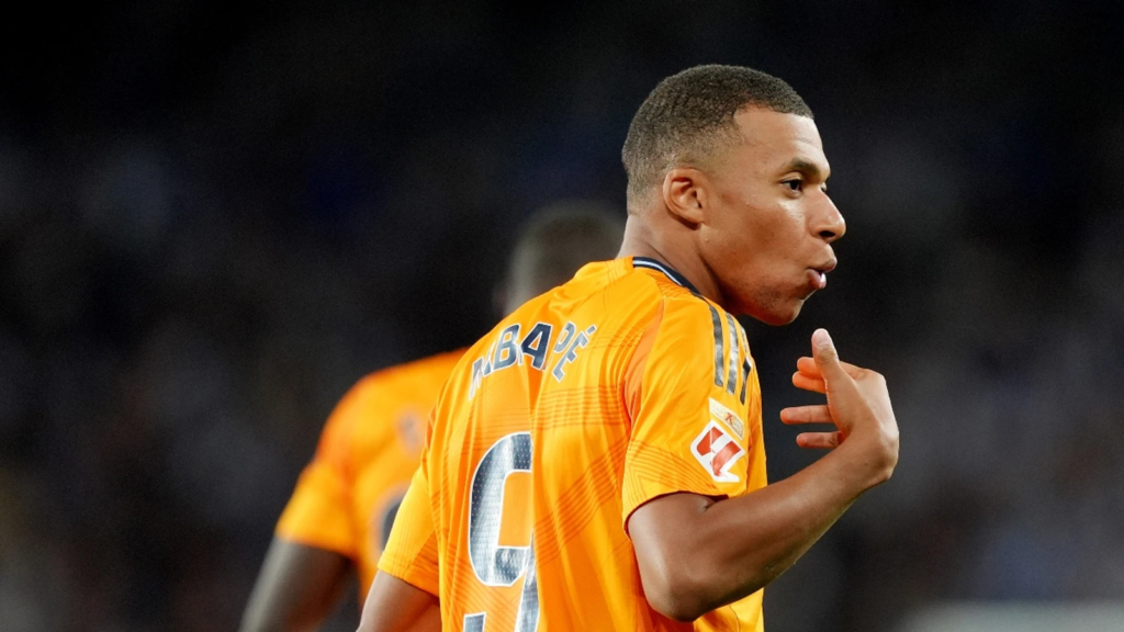 Kylian Mbappé celebrando su gol en Anoeta/ Getty Images