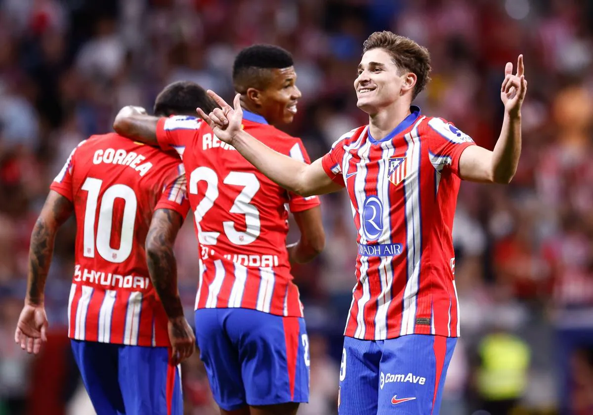 Julián Álvarez celebra un gol con el Atlético / EP