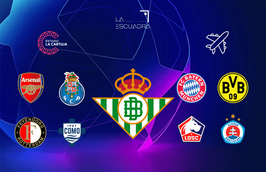 Arsenal, Porto, Bayern de Múnich, Lille, Dortmund, Como, Feyenoord y Slovan Bratislava se enfrentarán al Real Betis en la fase de liga de la Champions League.
